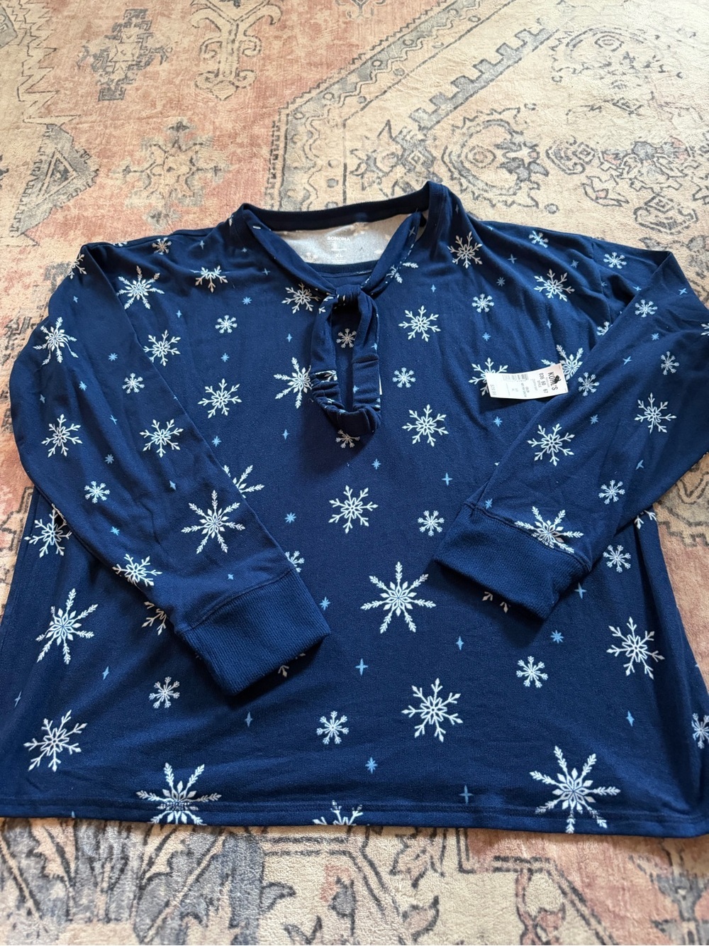 Sonoma Navy Blue Long-Sleeve Snowflake Pajamas